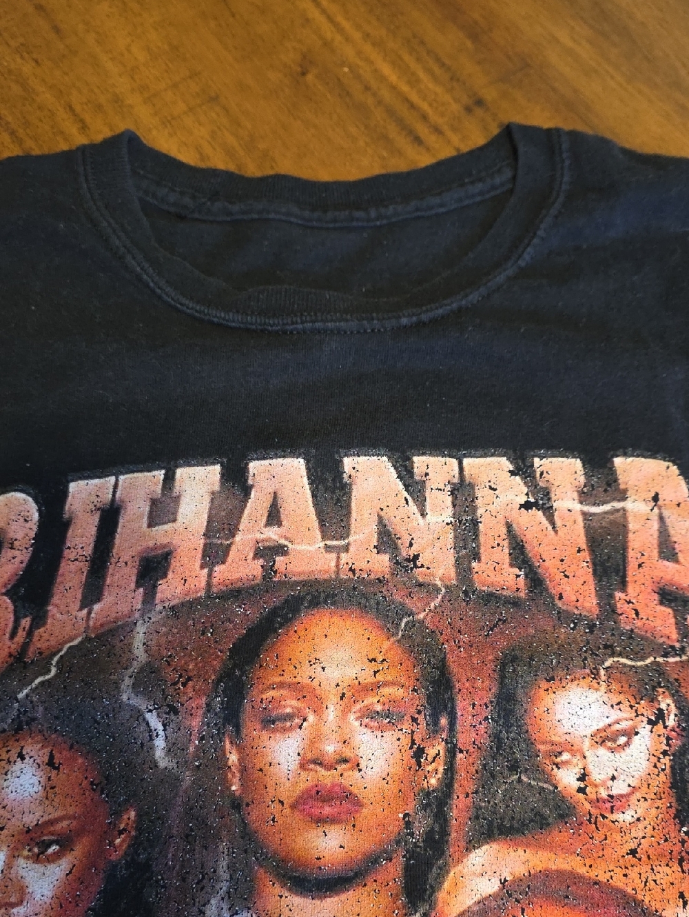 Rihanna Black Tee with Orange-Pink Band Graphic - Picture 3 of 8